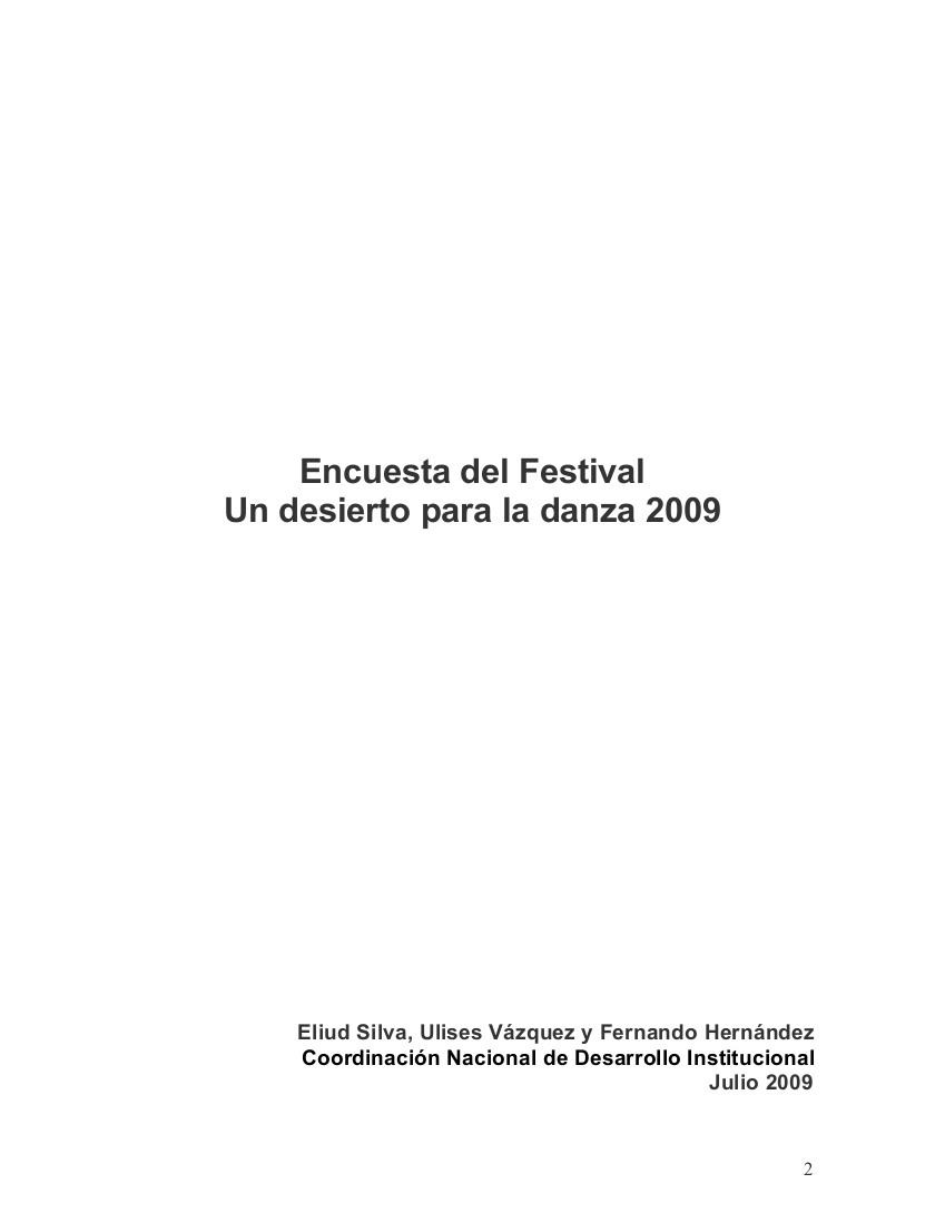Encuesta del Festival Un desierto para la danza 2009